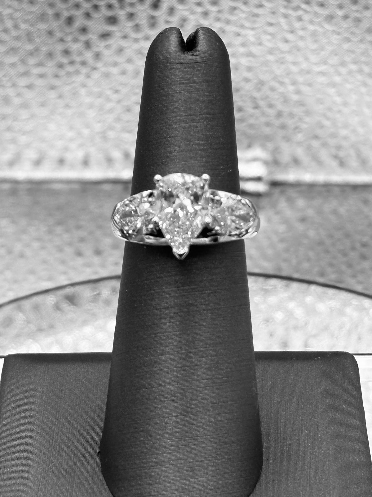 View seven of Ladies 14 Karat White Gold Pear Shape Diamond Engagement Ring