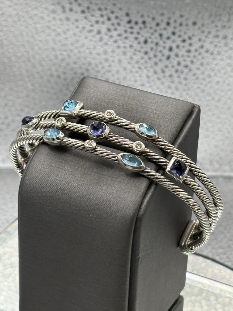 View one of Ladies David Yurman Sterling Multi Stone Confetti Cuff Bracelet