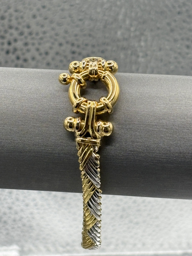 View four of Ladies Italian 18 Karat Two-Tone Gold Woven Mesh Bracelet