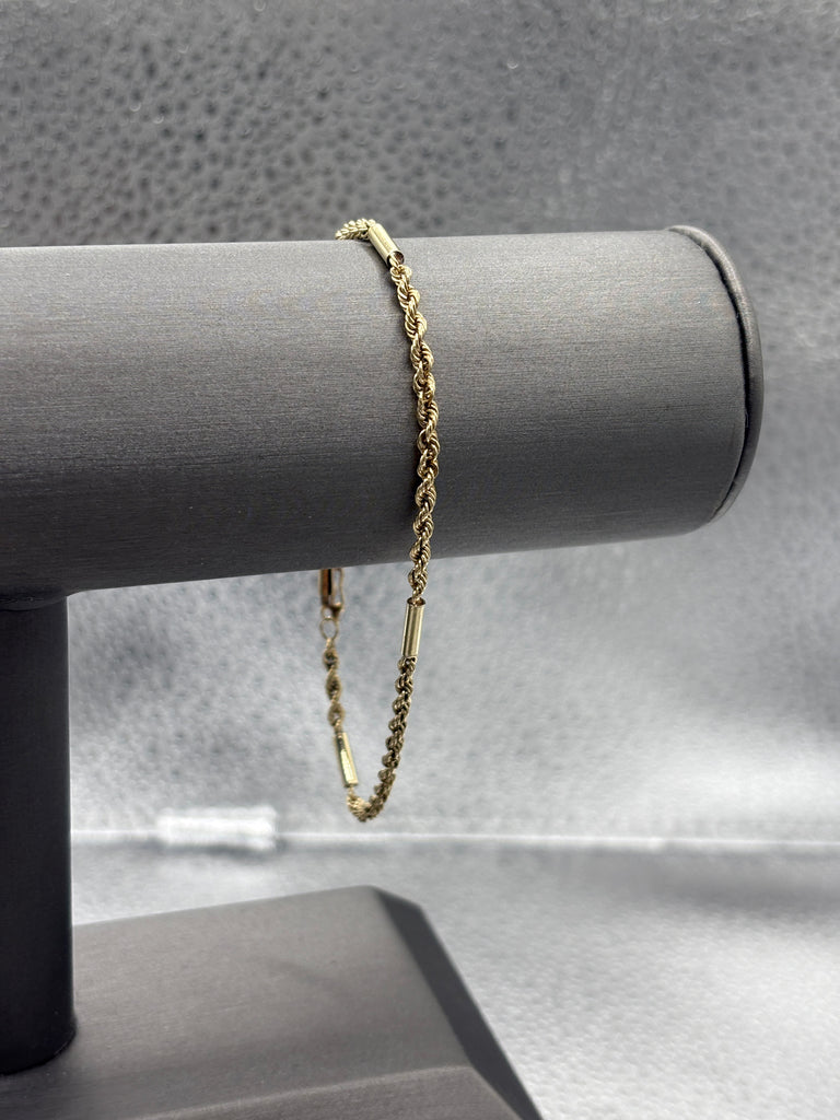 View five of Ladies/ Gents 14 Karat Solid Yellow Gold Rope/Bar Bracelet
