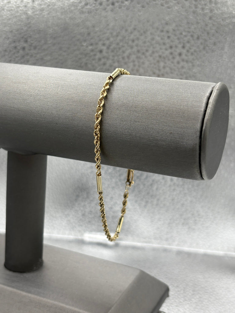 View six of Ladies/ Gents 14 Karat Solid Yellow Gold Rope/Bar Bracelet