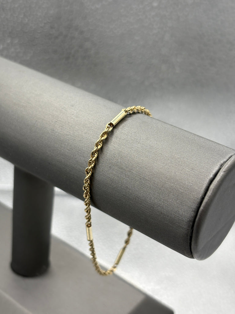 View seven of Ladies/ Gents 14 Karat Solid Yellow Gold Rope/Bar Bracelet