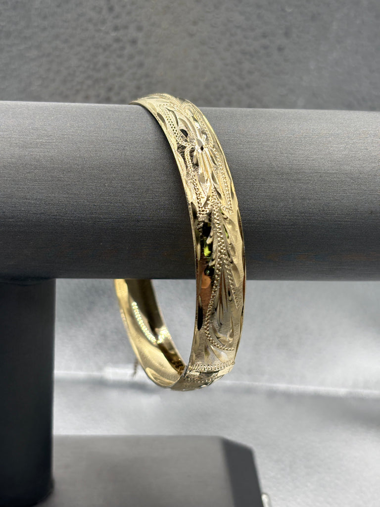 View two of Ladies 14 Karat Yellow Gold Fancy Oversized Bangle Bracelet