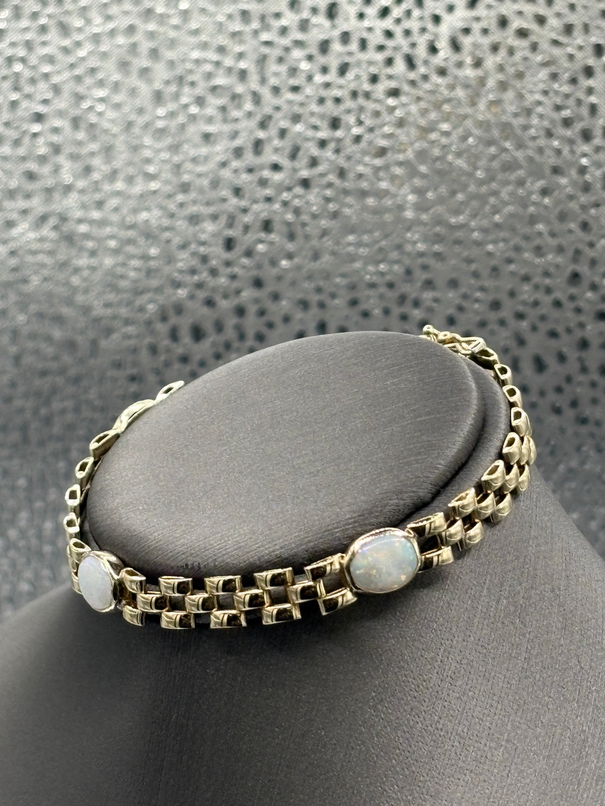 View two of Ladies Vintage 14 Karat Yellow Gold Opal Panther Link Bracelet