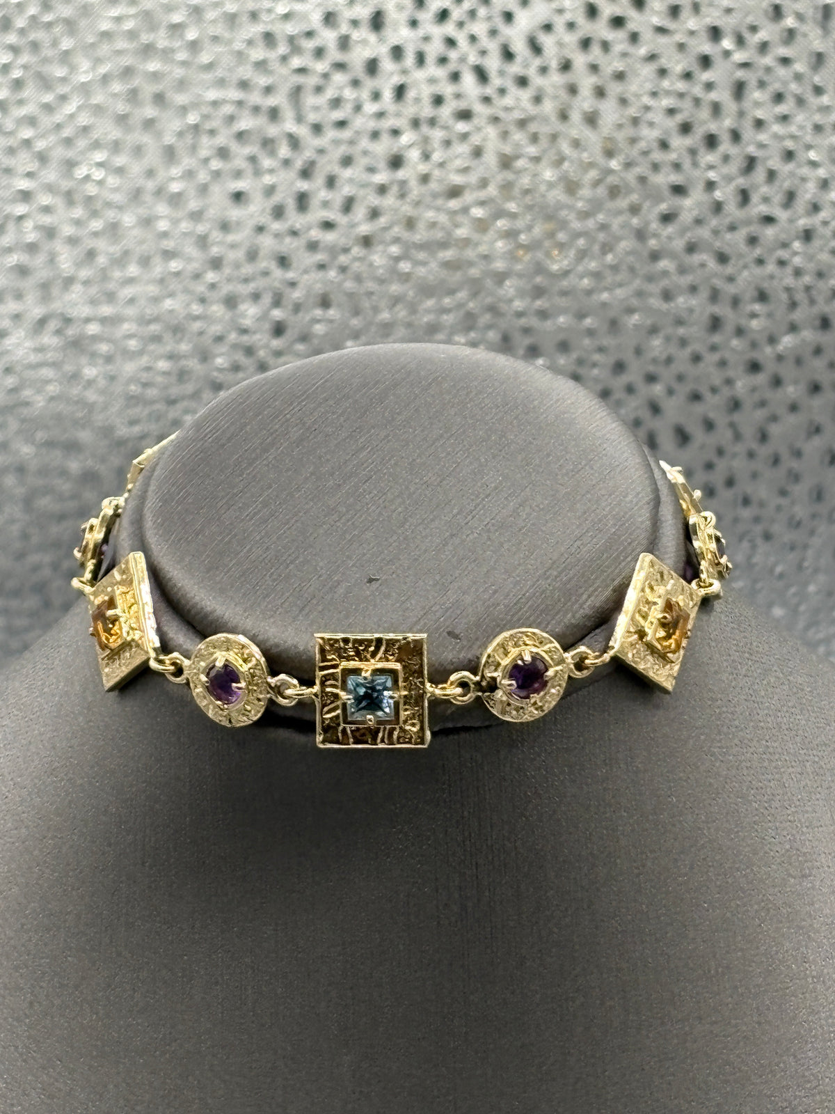 View two of Ladies 14 Karat YG Geometric Shape Colored Stone Bracelet
