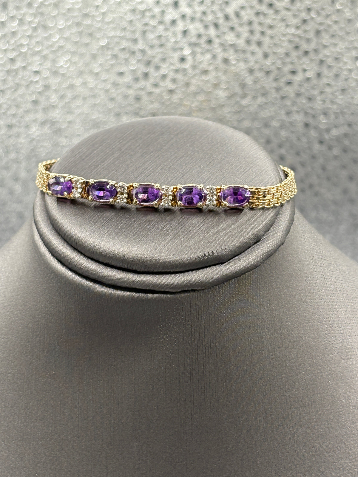 View two of Ladies 14 Karat Y/G Amethyst & Diamond Copenhagen Bracelet