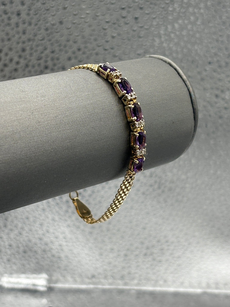 View four of Ladies 14 Karat Y/G Amethyst & Diamond Copenhagen Bracelet