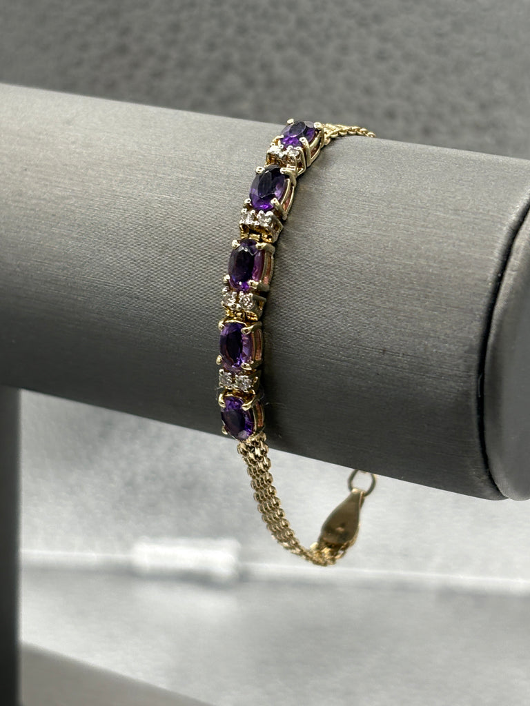 View seven of Ladies 14 Karat Y/G Amethyst & Diamond Copenhagen Bracelet