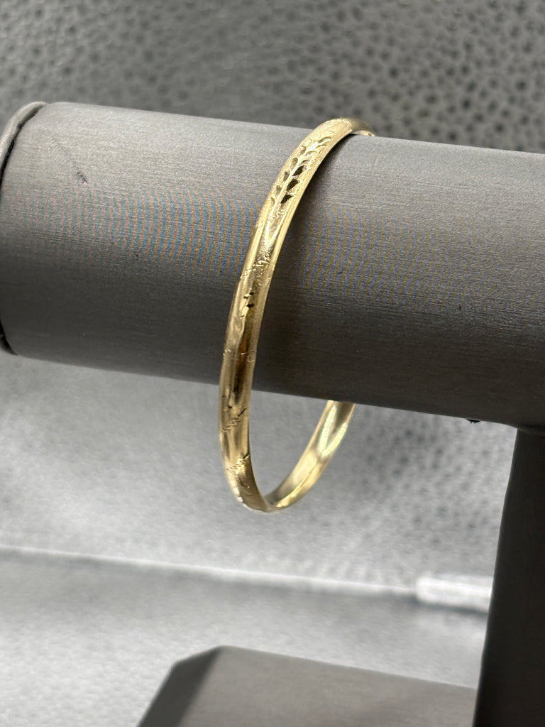 View two of Ladies 14 Karat Yellow Gold Engraved Bangle Bracelet