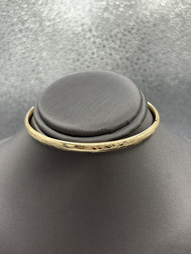 View six of Ladies 14 Karat Yellow Gold Engraved Bangle Bracelet