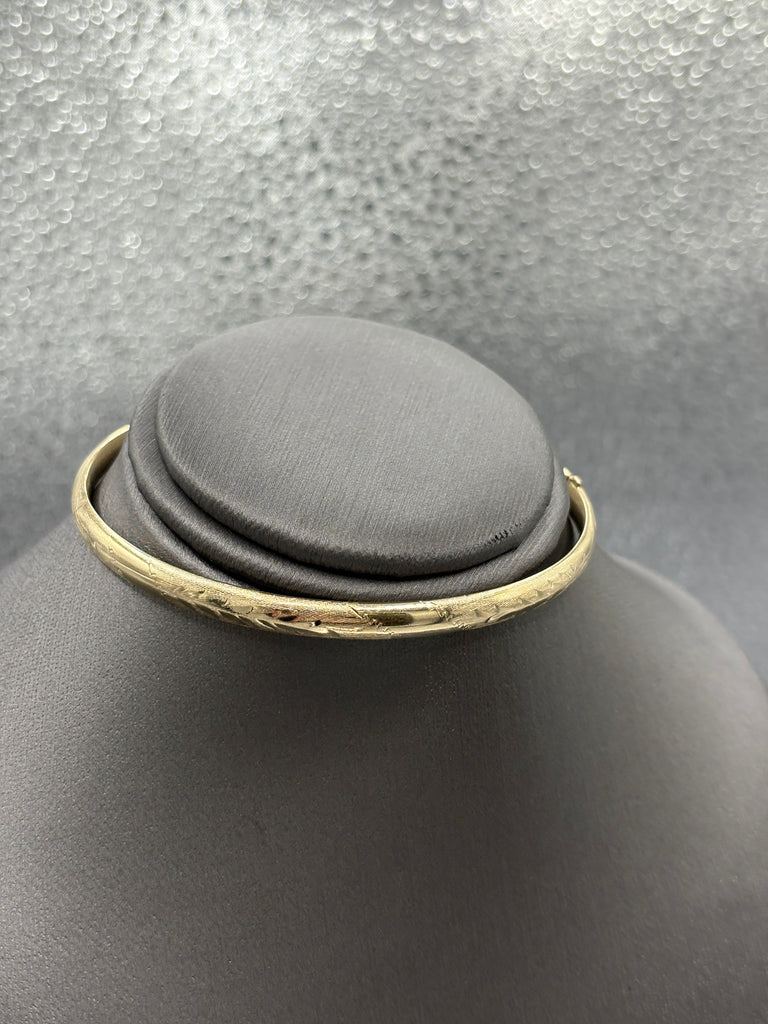 View seven of Ladies 14 Karat Yellow Gold Engraved Bangle Bracelet