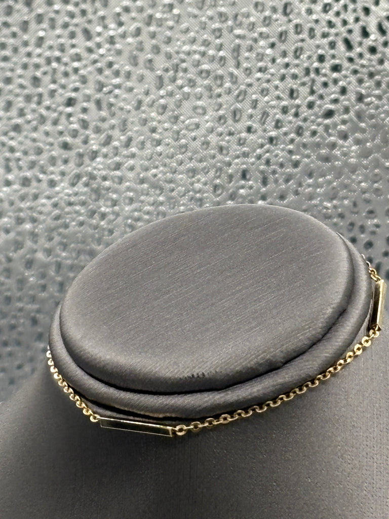View three of Ladies 14 Karat Yellow Gold Round Link & Bar Bracelet