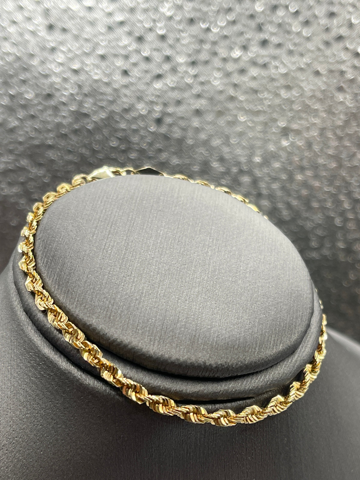 Ladies 14 Karat Solid Yellow Gold Sparkle Rope Chain Bracelet