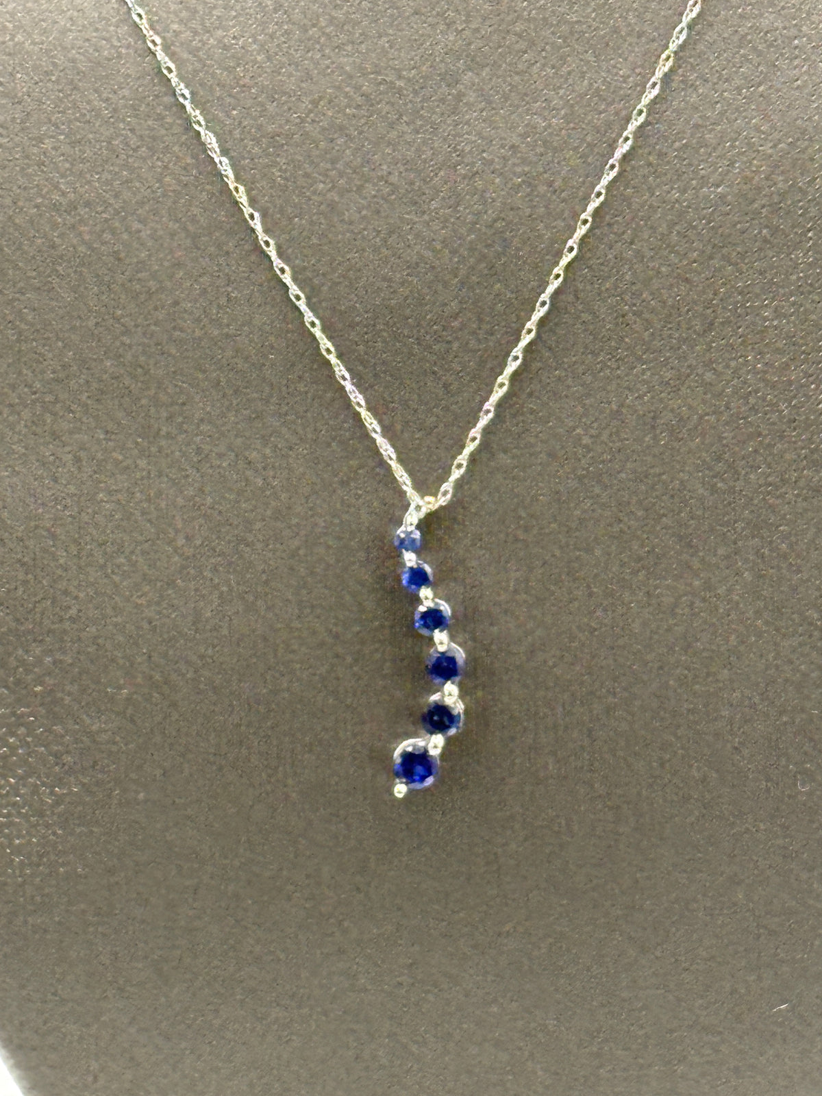 View two of Ladies 10 Karat White Gold Sapphire Journey Pendant & Chain