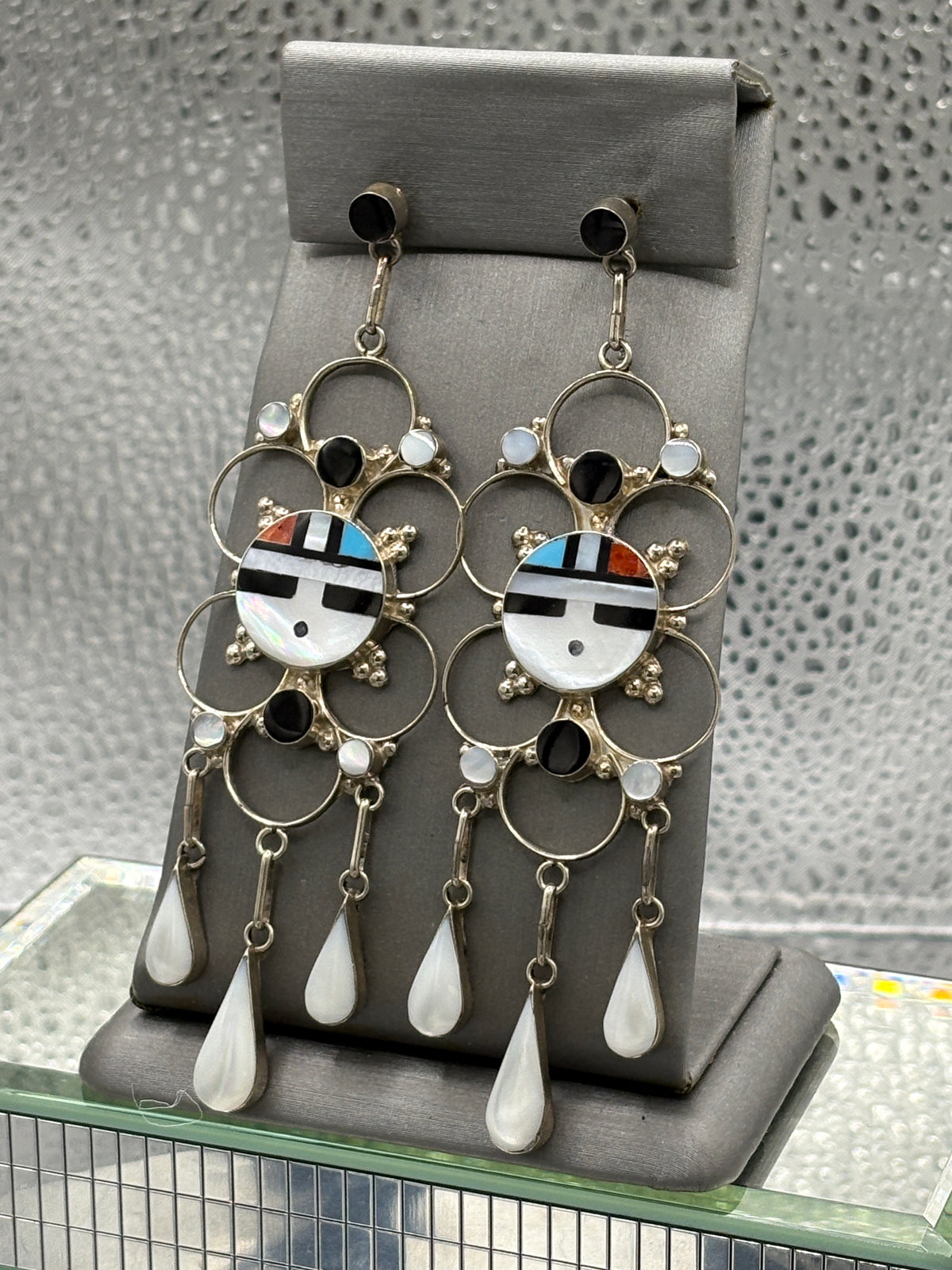 View two of Vintage Navajo Sterling Silver Zuni Earrings
