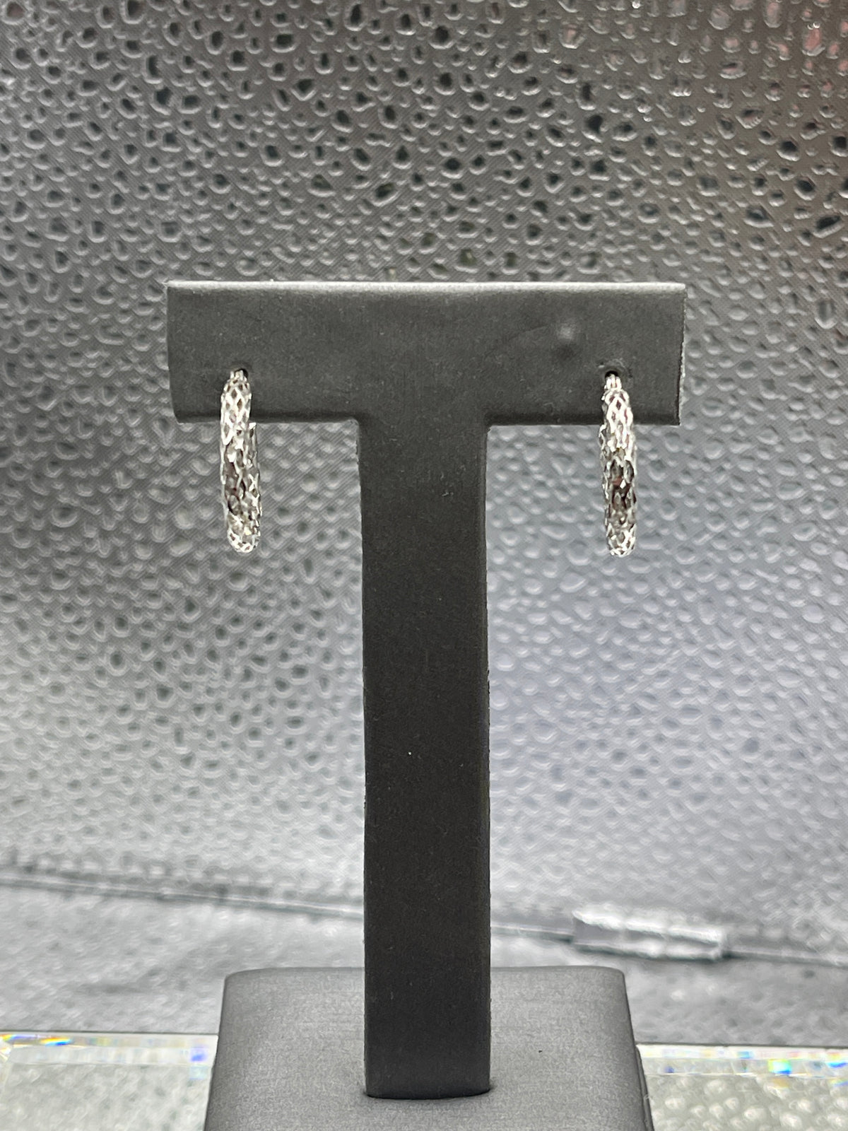 Ladies Sterling Silver Mesh Hoop Earrings