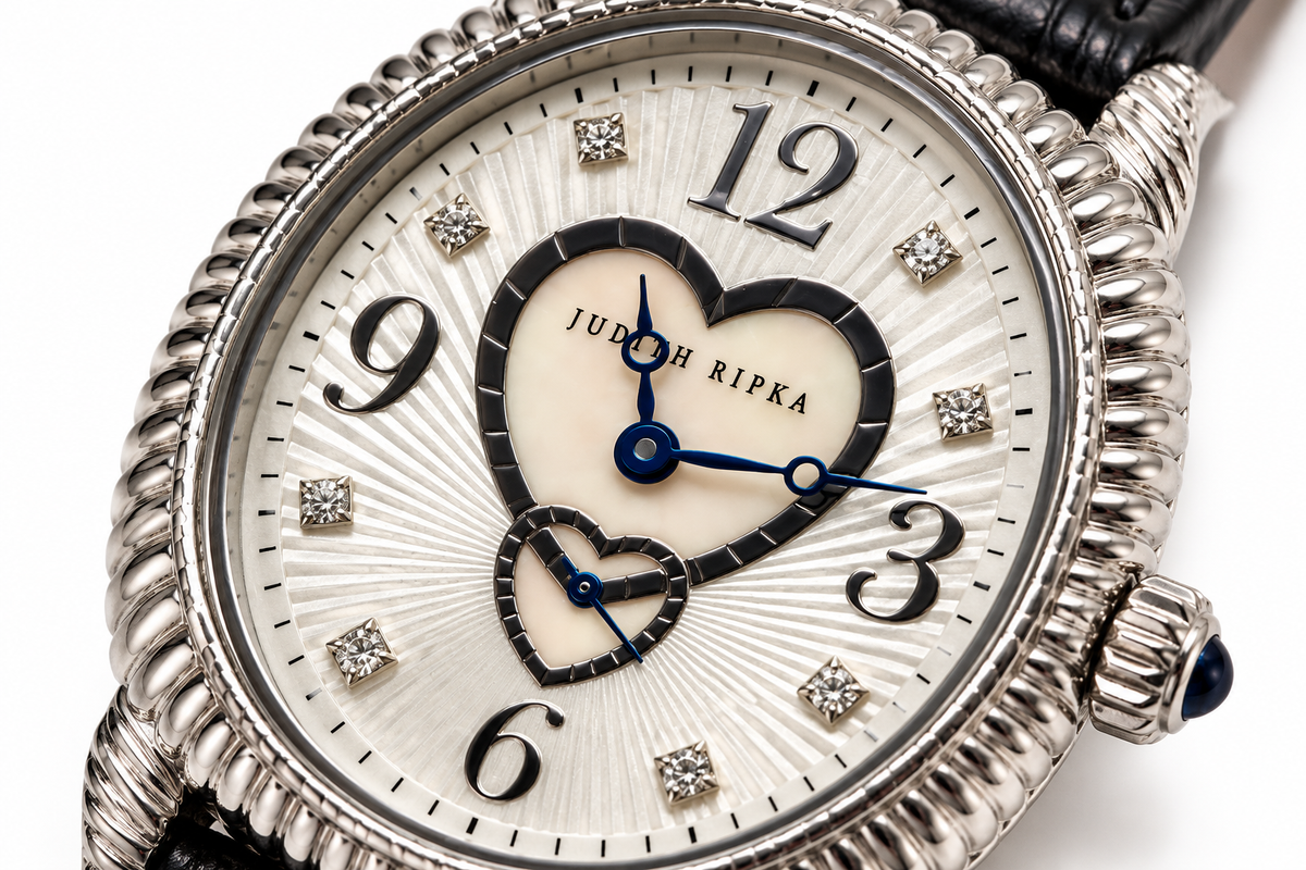 Judith Ripka Sterling Silver Mother of Pearl Heart Watch