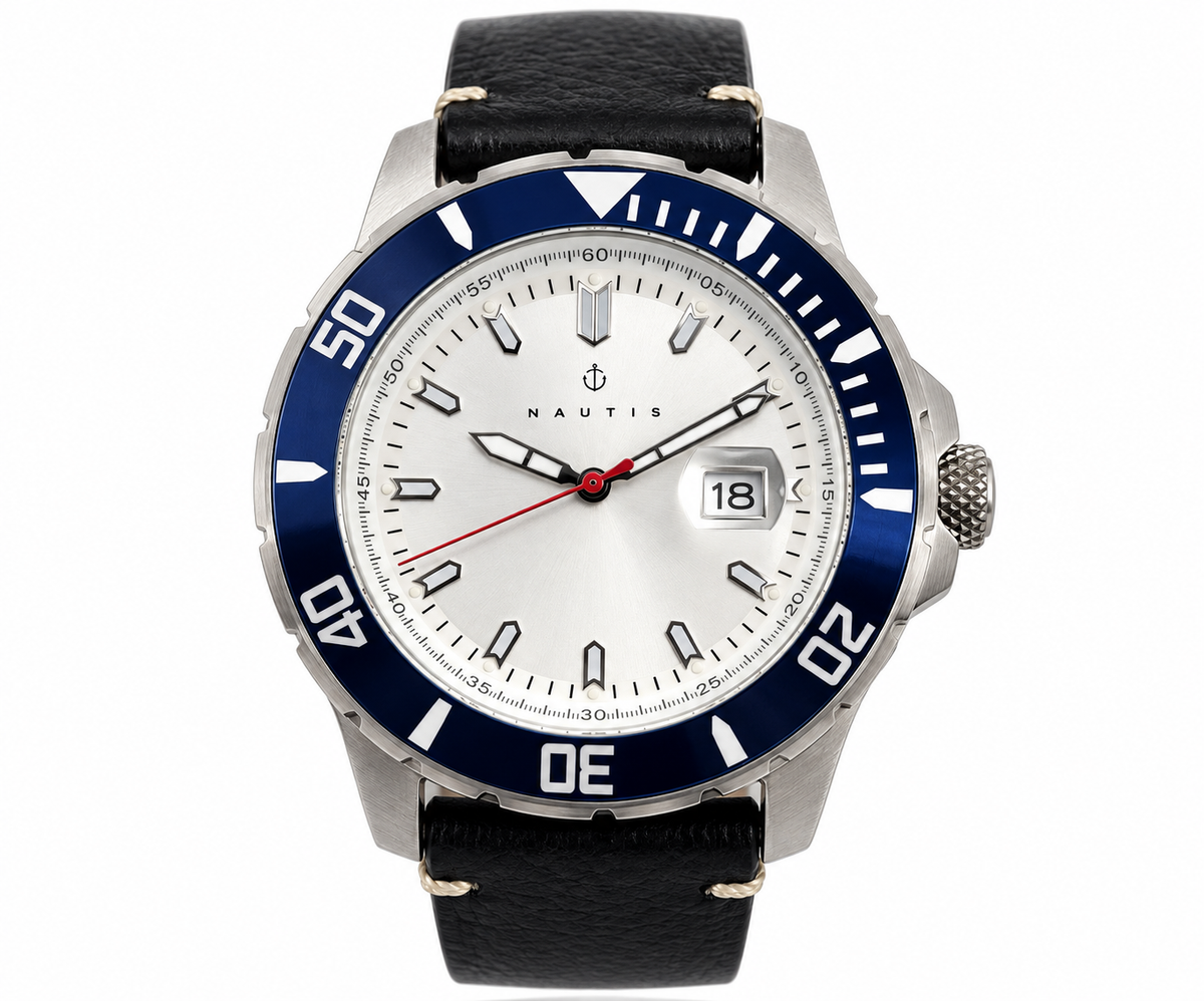 Nautis Dive Pro 200 Men's Watch – Blue Bezel & Silver Dial
