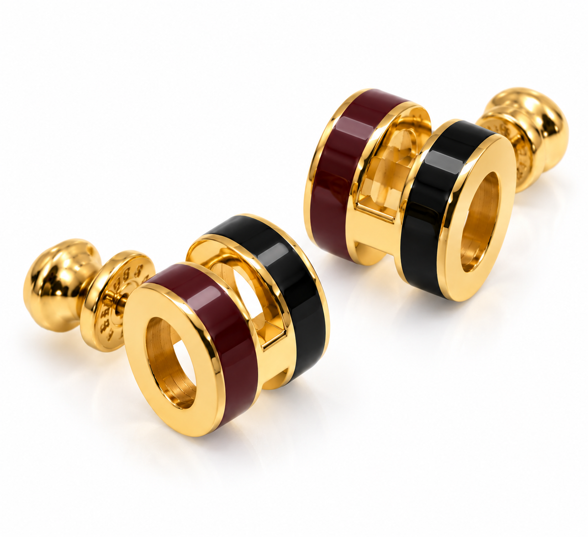 Hermès Mini Pop H Rocabar Earrings – Gold-Plated with Two-Tone Lacquer