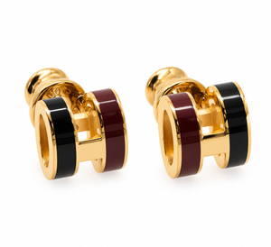 Hermès Mini Pop H Rocabar Earrings – Gold-Plated with Two-Tone Lacquer