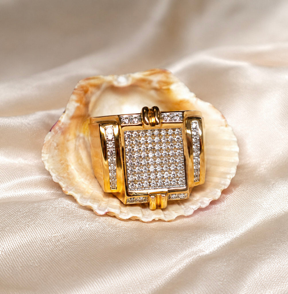Ladies / Gents 14 Karat Rose Gold Diamond Statement Ring