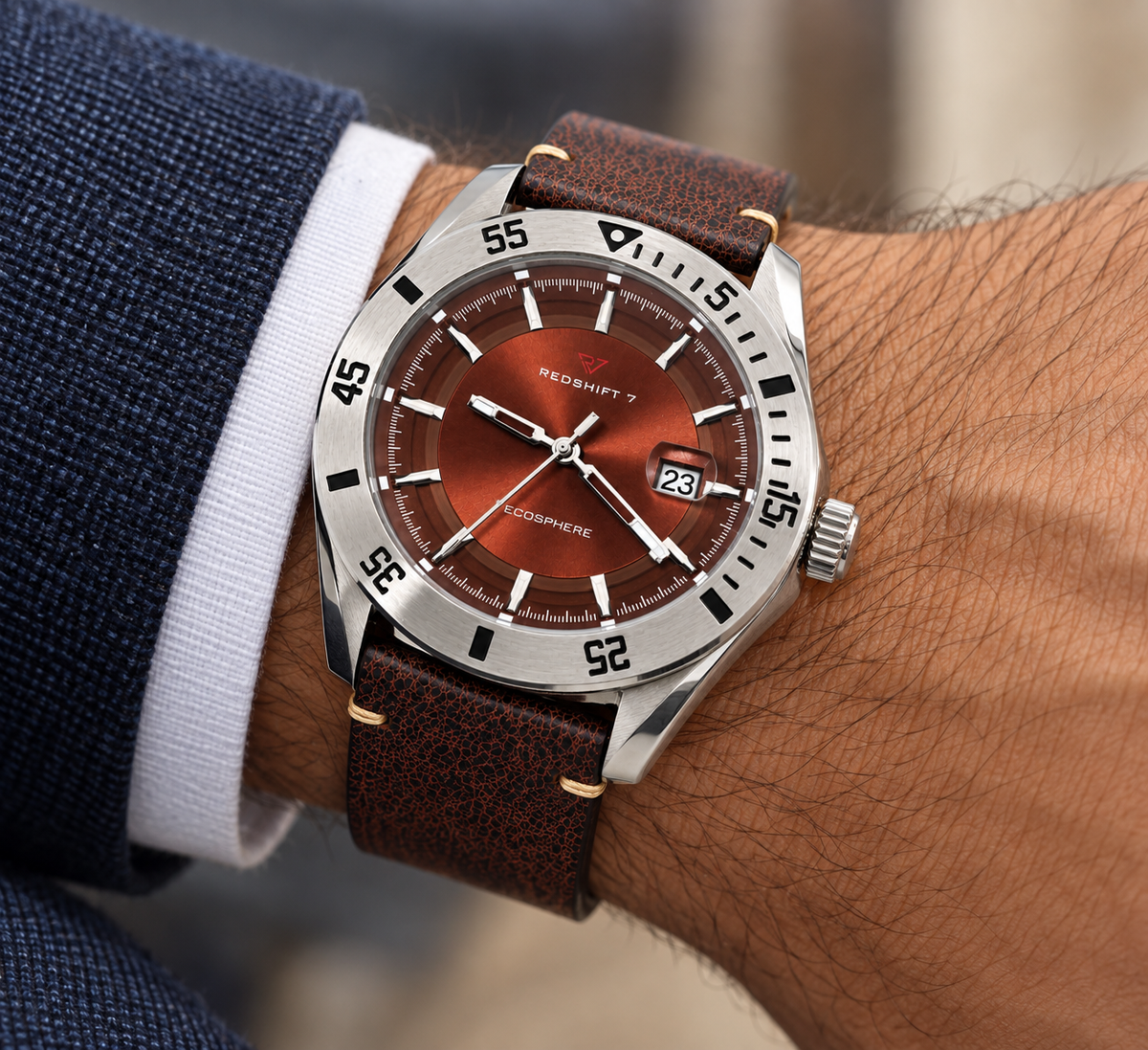 Redshift 7 Exosphere Men's Watch – Brown Dial & Leather Strap