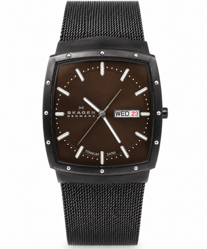 Skagen Denmark Titanium Brown Dial Day-Date Watch