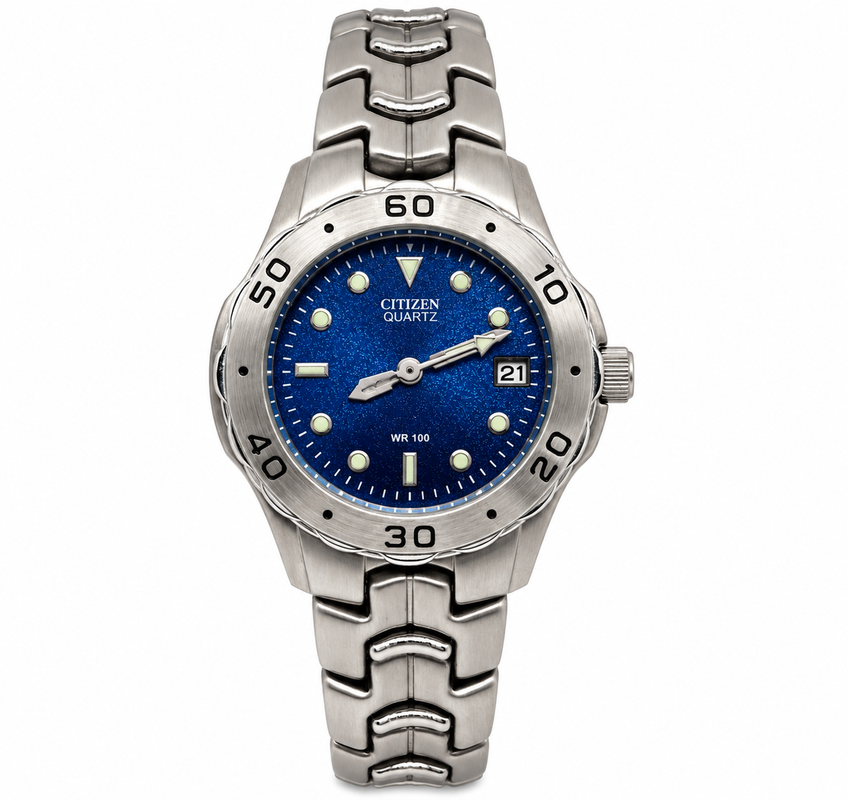 Vintage Citizen BK0860-56L Blue Dial Stainless Steel Watch