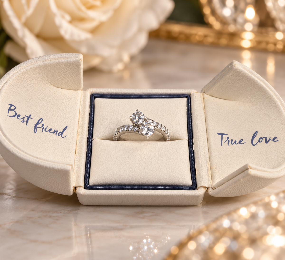 14K White Gold True Love Best Friend Natural Diamond Ring – 2.60 CTW