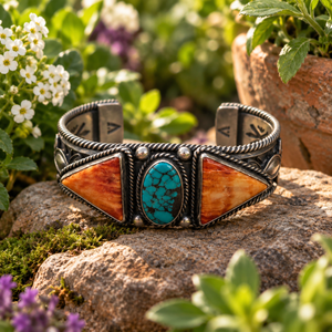 South Western Native American Sterling Silver cuff bracelet