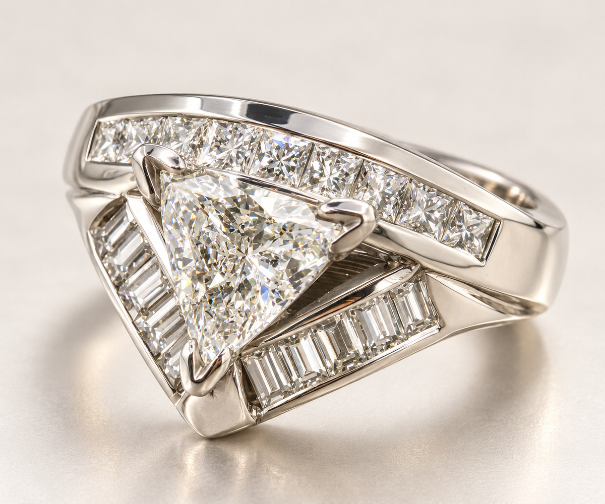 Vintage 14Kt solid white gold diamond ring