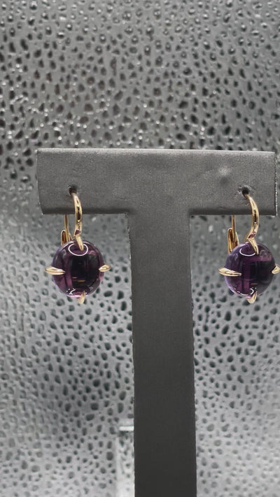 Movie of Pomellato 18 Karat Rose Gold 16.60 Carats Amethyst Drop Earrings
