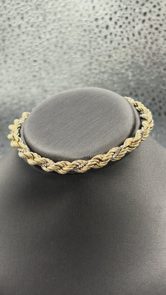 14 Karat Yellow Gold Rope & White Gold Box Chain Bracelet