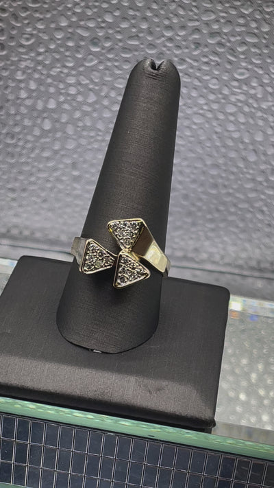 Ladies 14 Karat Solid Yellow Gold Diamond Cocktail Ring