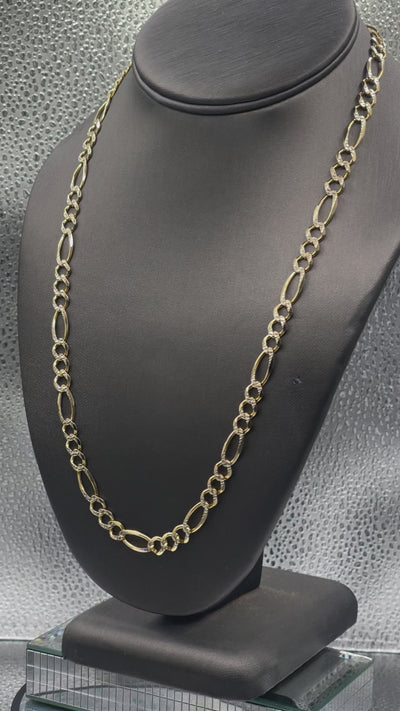Movie of Men’s / Ladies 10 Karat Yellow & White Gold Solid Figero Chain
