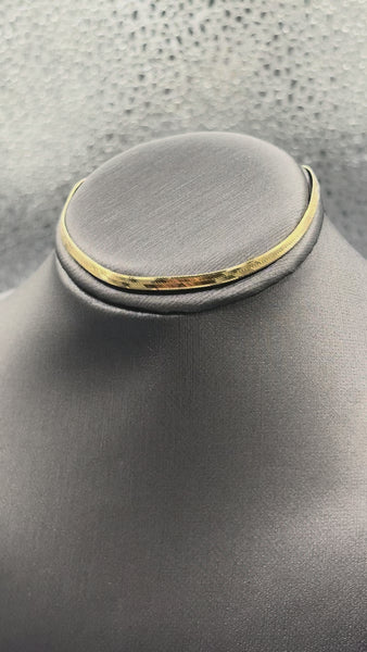 14 Karat Yellow Gold Ladies Beveled Herringbone Bracelet