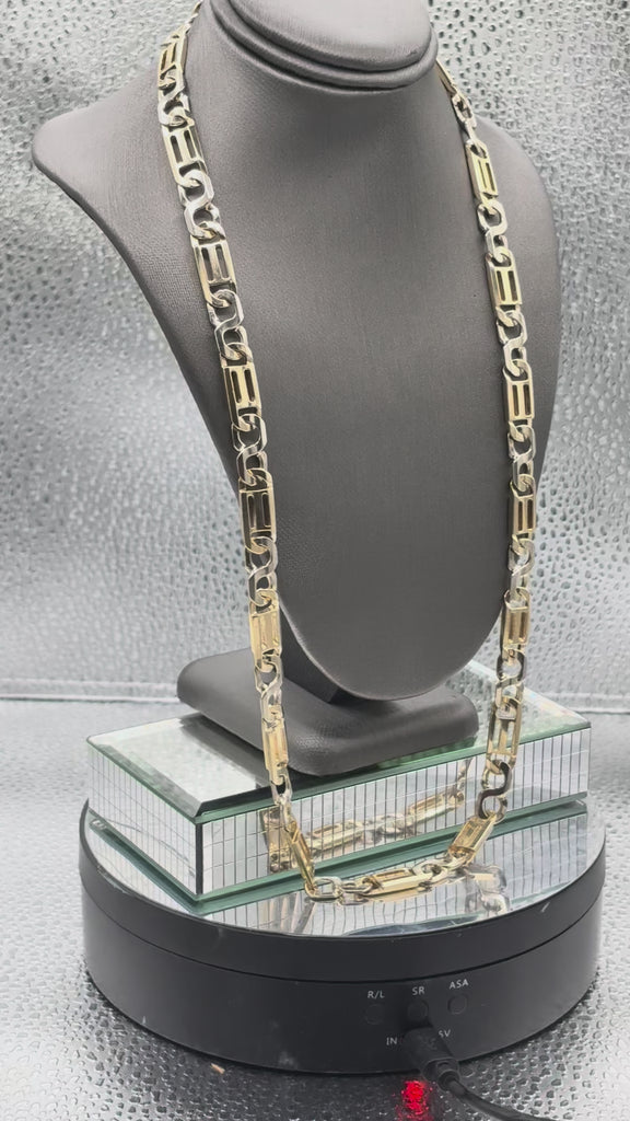 Movie of Ladies / Gents 14 Karat Yellow & White Gold Italian Link Chain