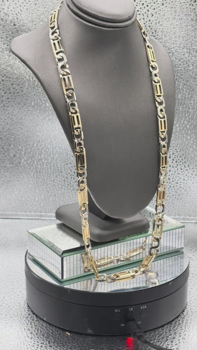 Movie of Ladies / Gents 14 Karat Yellow & White Gold Italian Link Chain