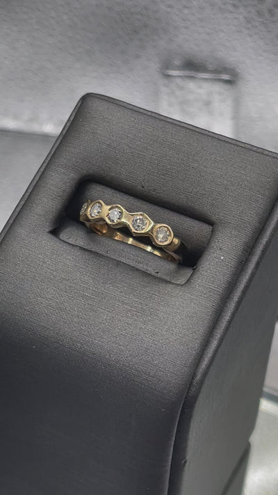 Ladies 14 Karat Solid Yellow Gold Diamond Band
