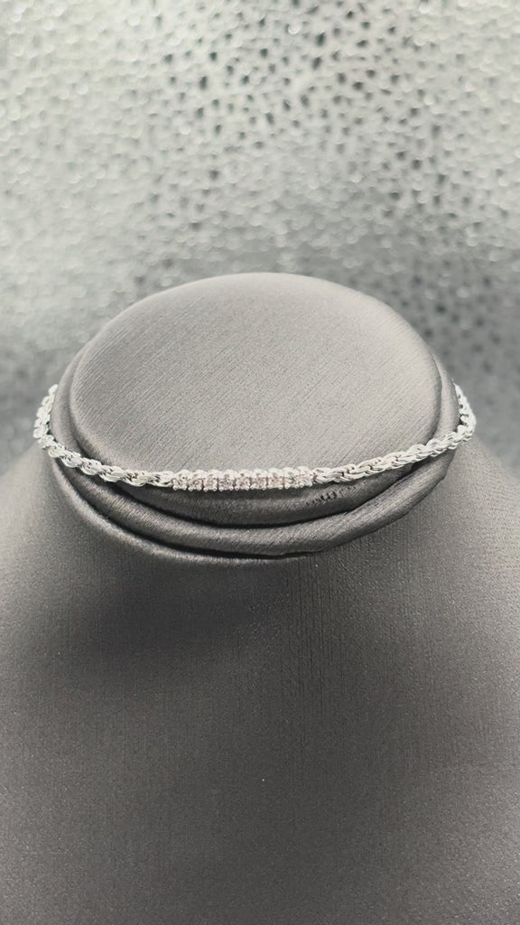 14 Karat Ladies White Gold Diamond Rope Bracelet