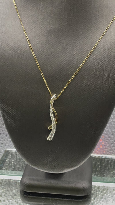 Ladies 14 Karat Solid Two-Tone Gold and Diamond Journey Pendant