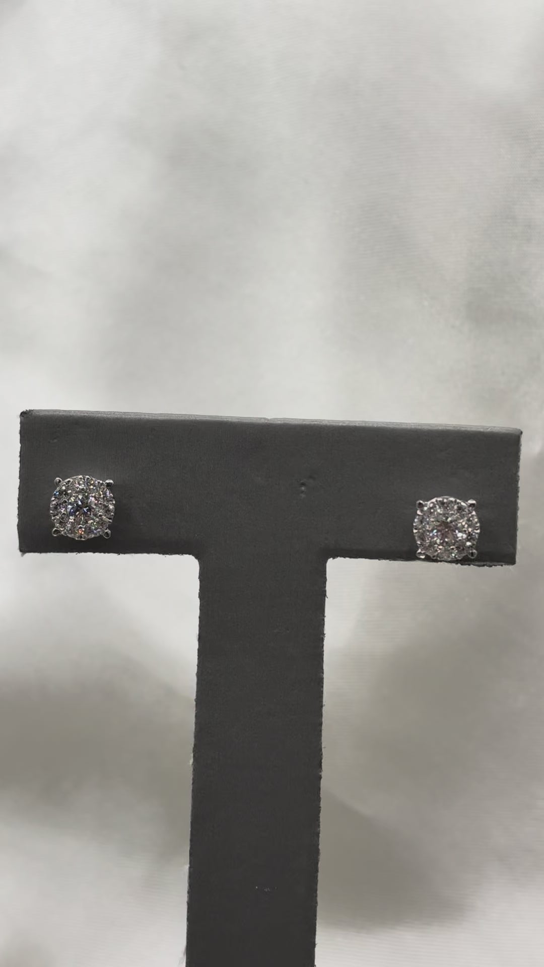 Platinum .950 diamond cluster stud earring with screwbacks