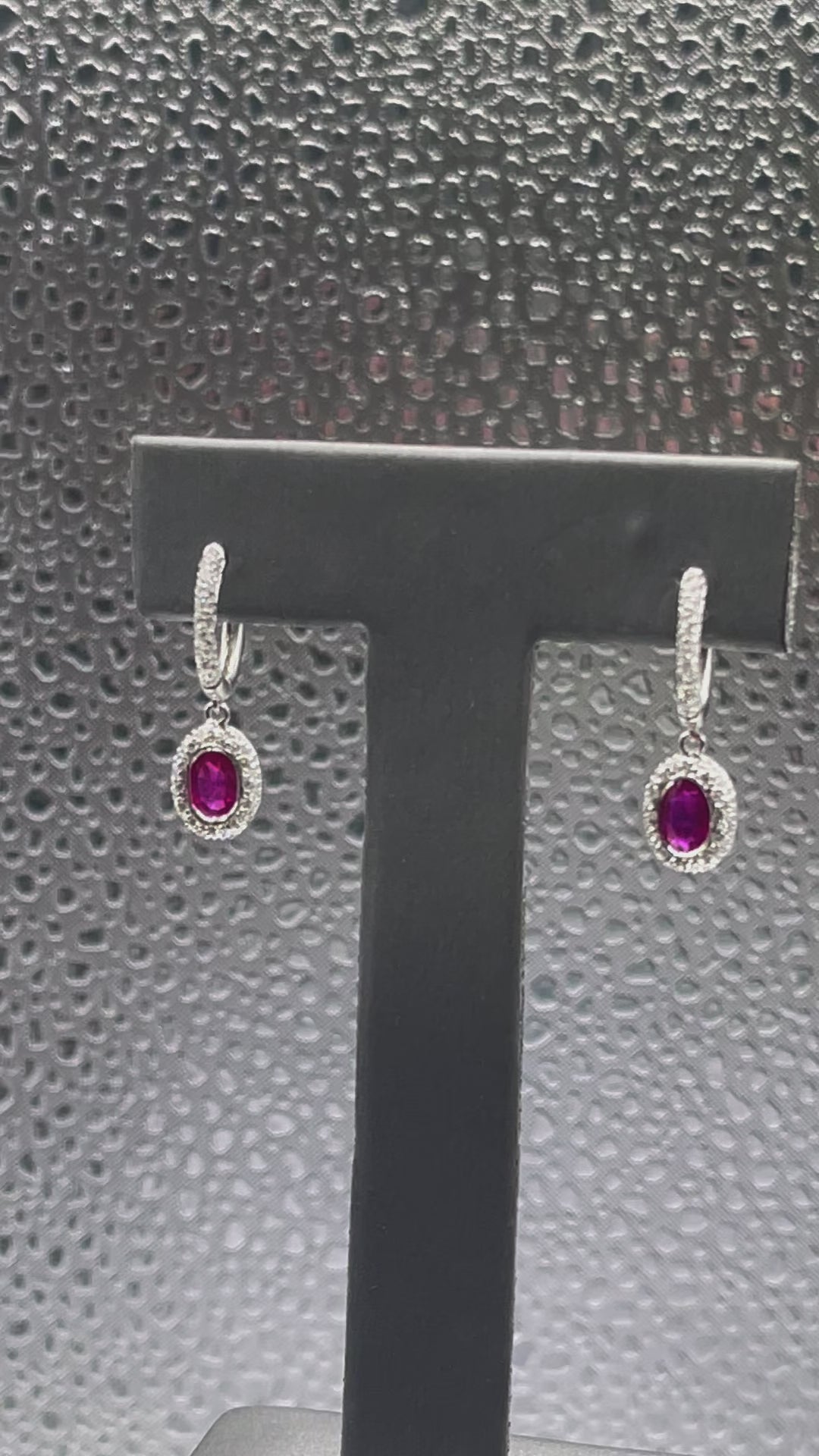Ladies Gorgeous 18 Karat Solid White Gold Ruby and Diamond Earrings