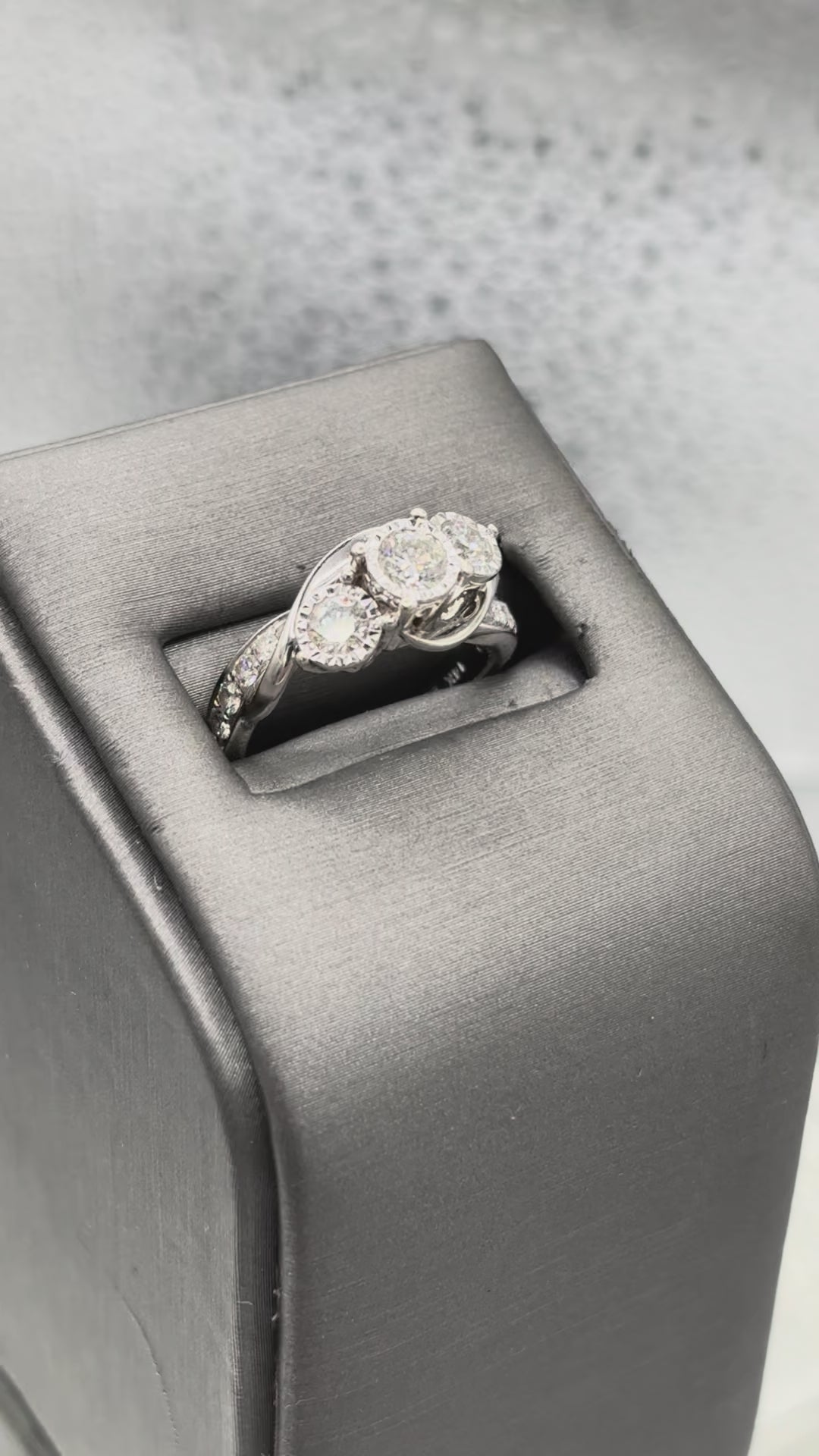 Movie of Ladies Fabulous 14 Karat White Gold Diamond Bi-Pass Ring