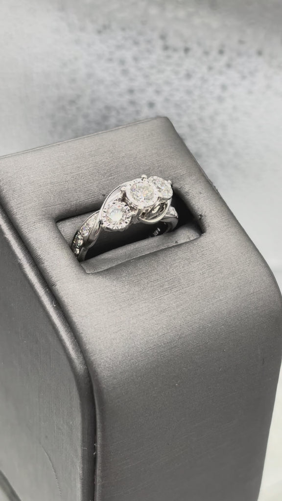 Movie of Ladies Fabulous 14 Karat White Gold Diamond Bi-Pass Ring