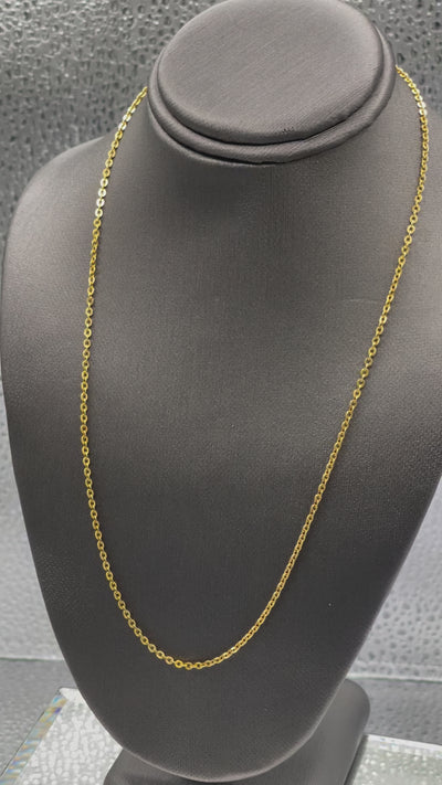 Ladies 14 Karat Solid Yellow Gold Open Rolo Link Chain