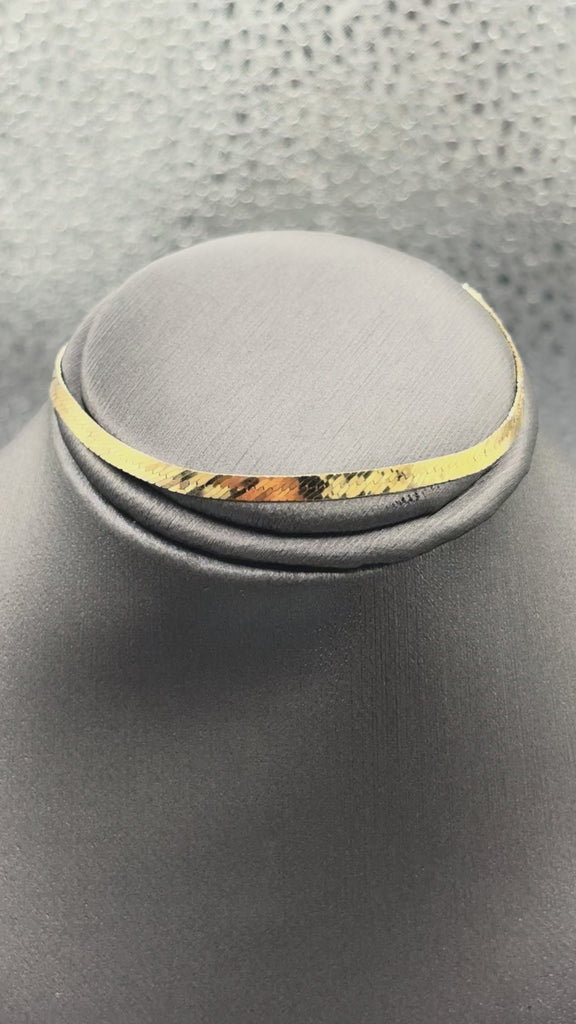 14 Karat Yellow Gold Ladies Herringbone Bracelet
