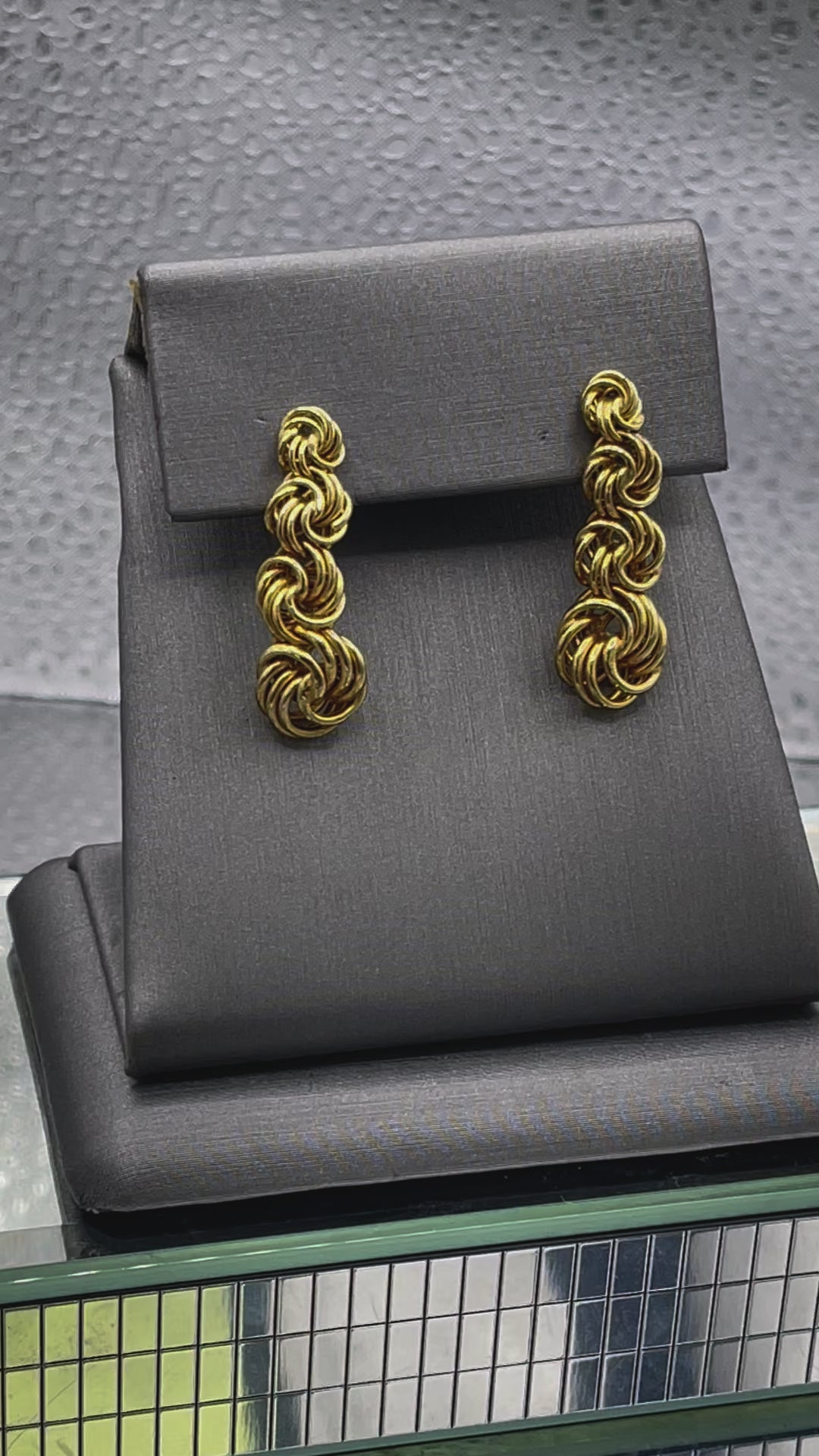 Ladies 14 Karat Solid Yellow Gold Dangling Stud Earrings