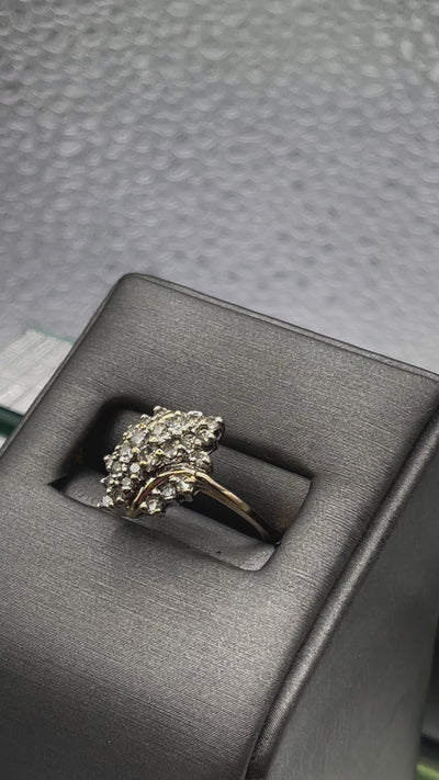 Ladies 14 Karat Yellow Gold Diamond Cluster Ring