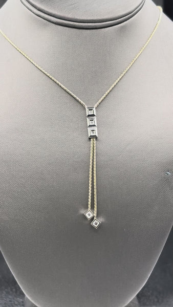 14 Karat Yellow Gold Lariat Necklace With Diamond Accents
